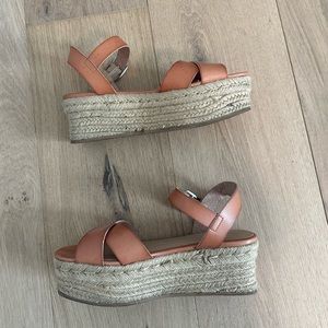 Express Burnt Orange Espadrille Platform Straw Wedge